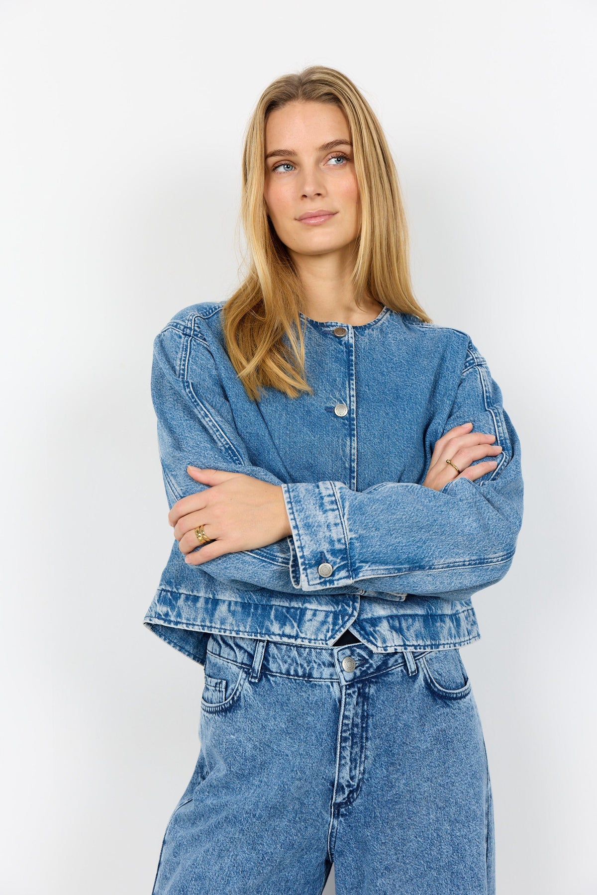 Soyaconcept Collarless Denim Jacket