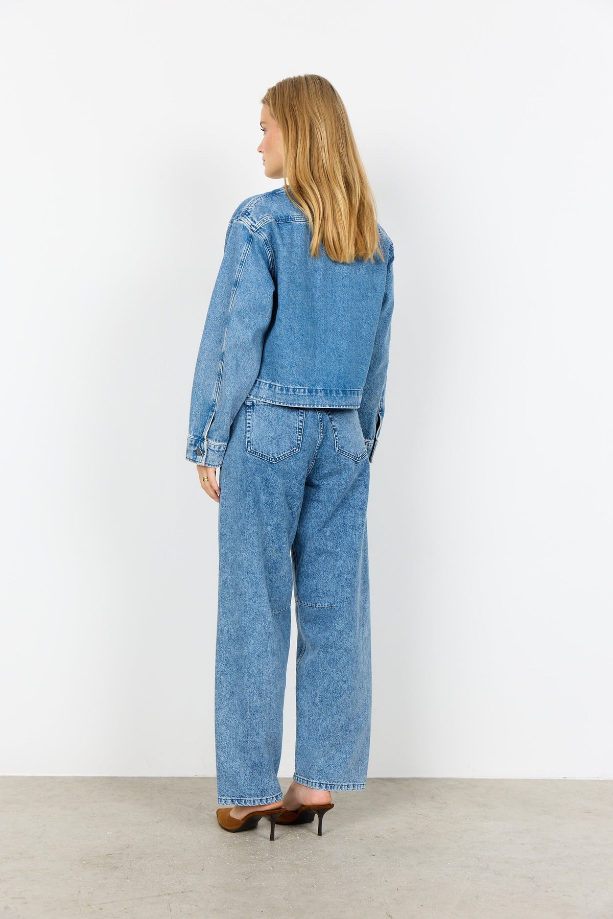 Soyaconcept Collarless Denim Jacket