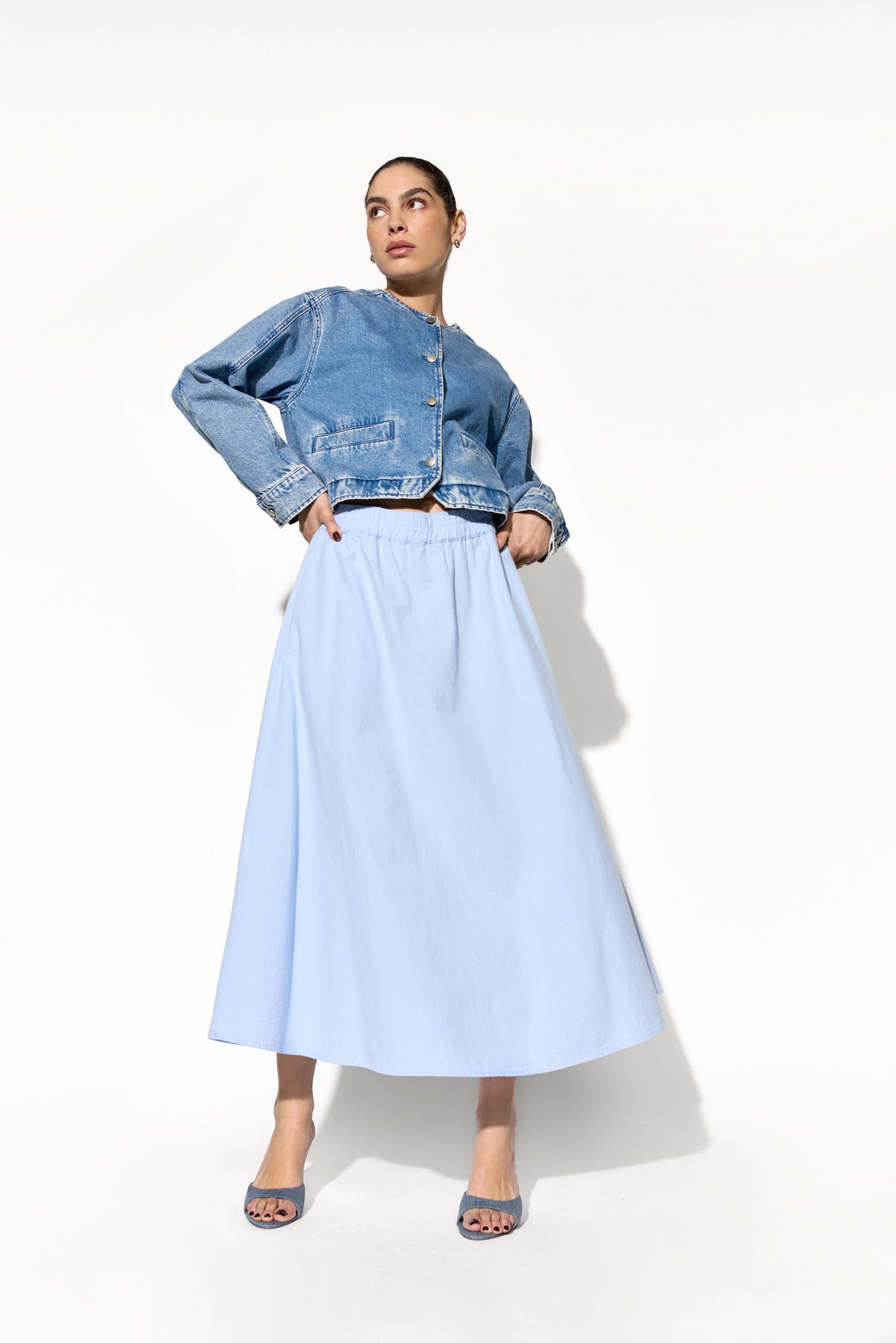 Soyaconcept Collarless Denim Jacket