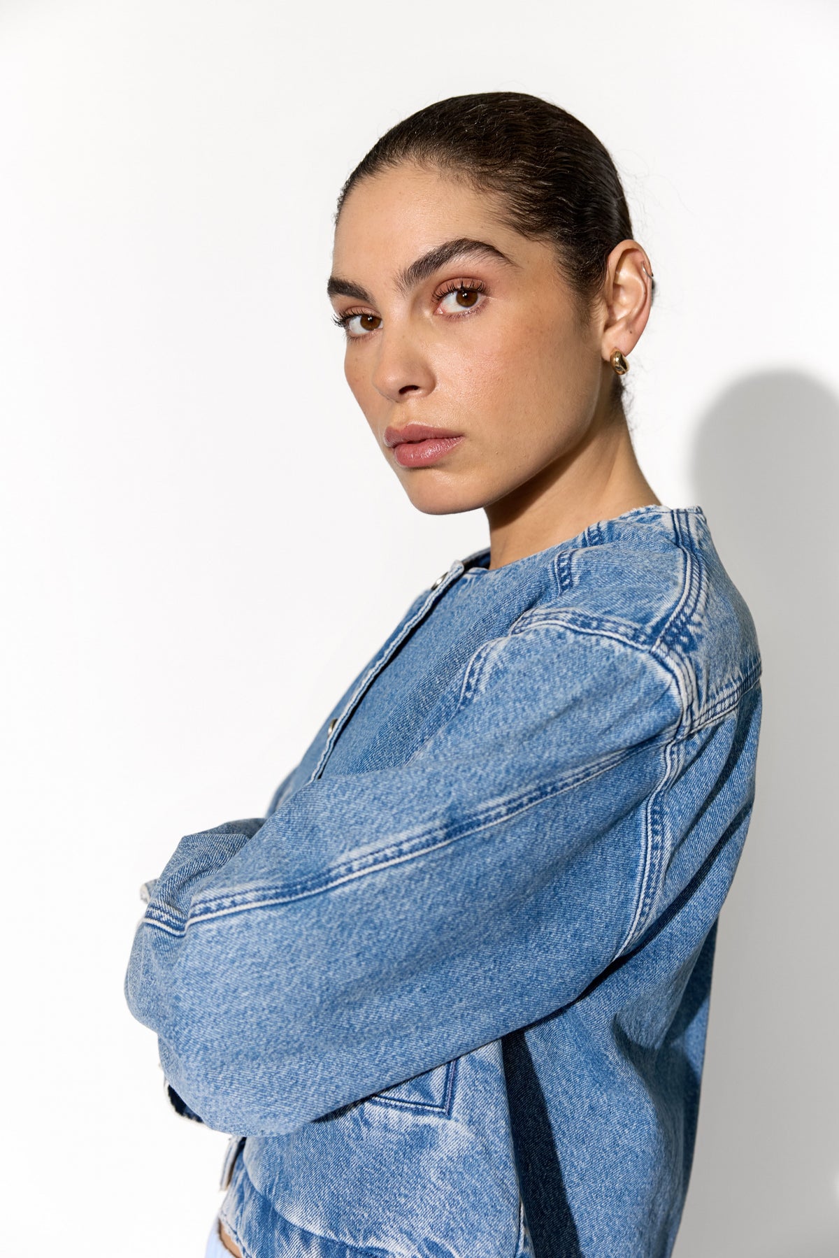 Soyaconcept Collarless Denim Jacket