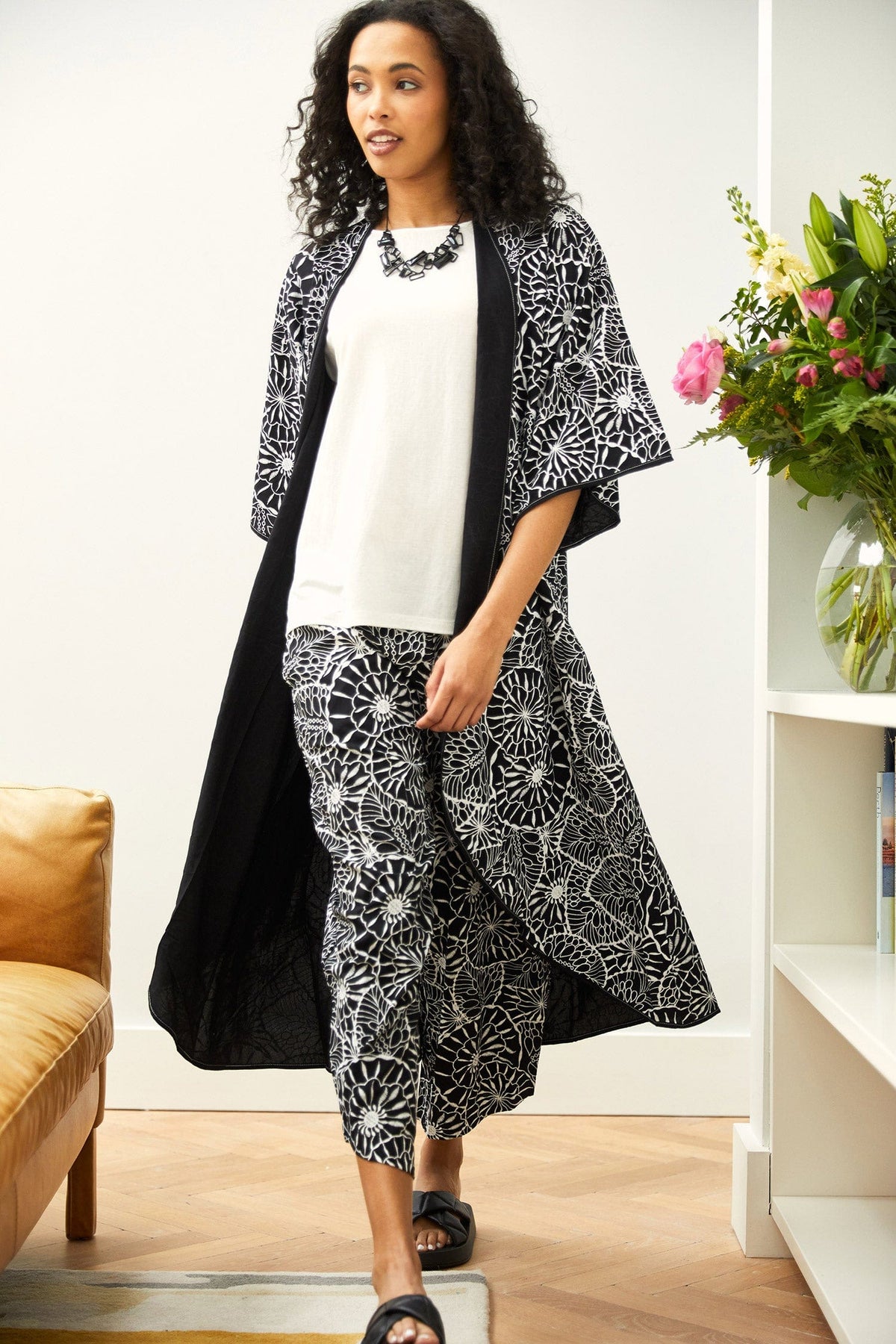 Tara Vao Blossom Print Long Kimono