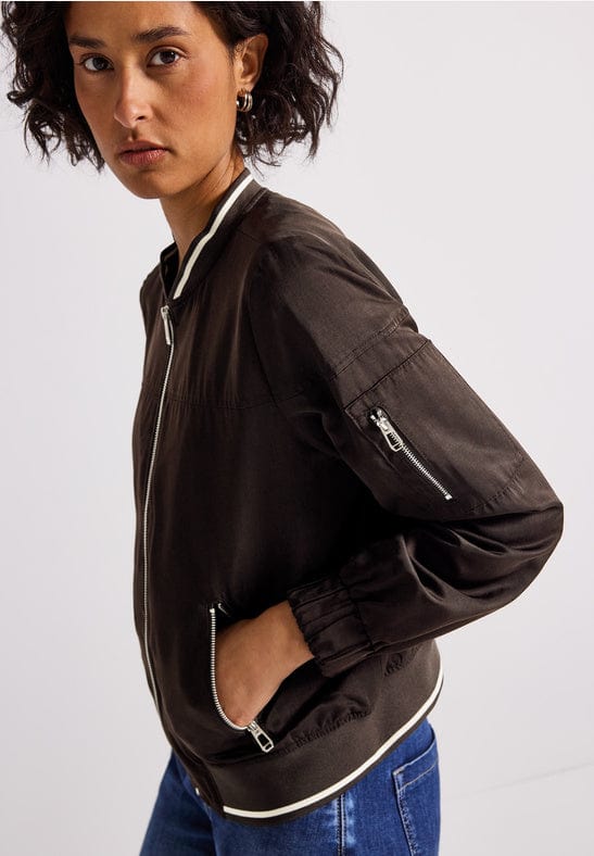 Street One Satin Jacket with Zipper Detail