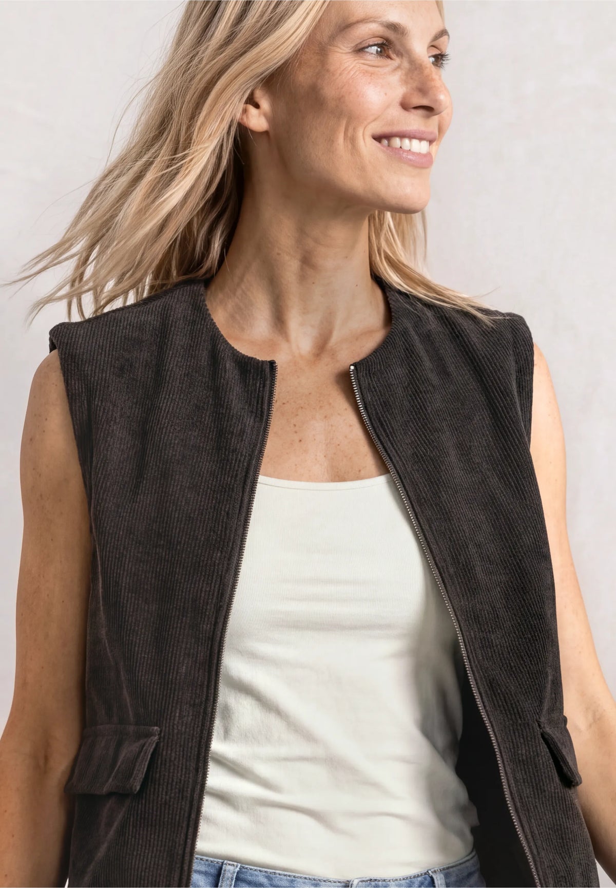 Street One Cord Zip Gilet