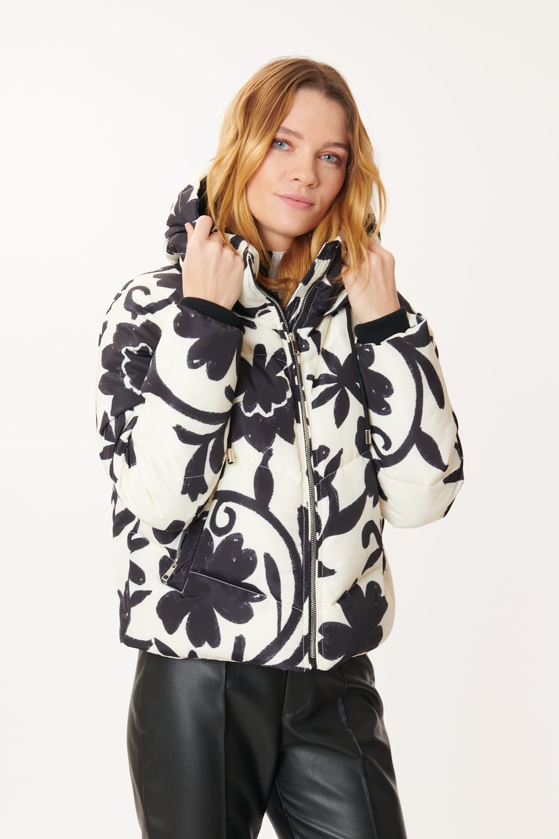 Derhy Floral Print Puffa Coat