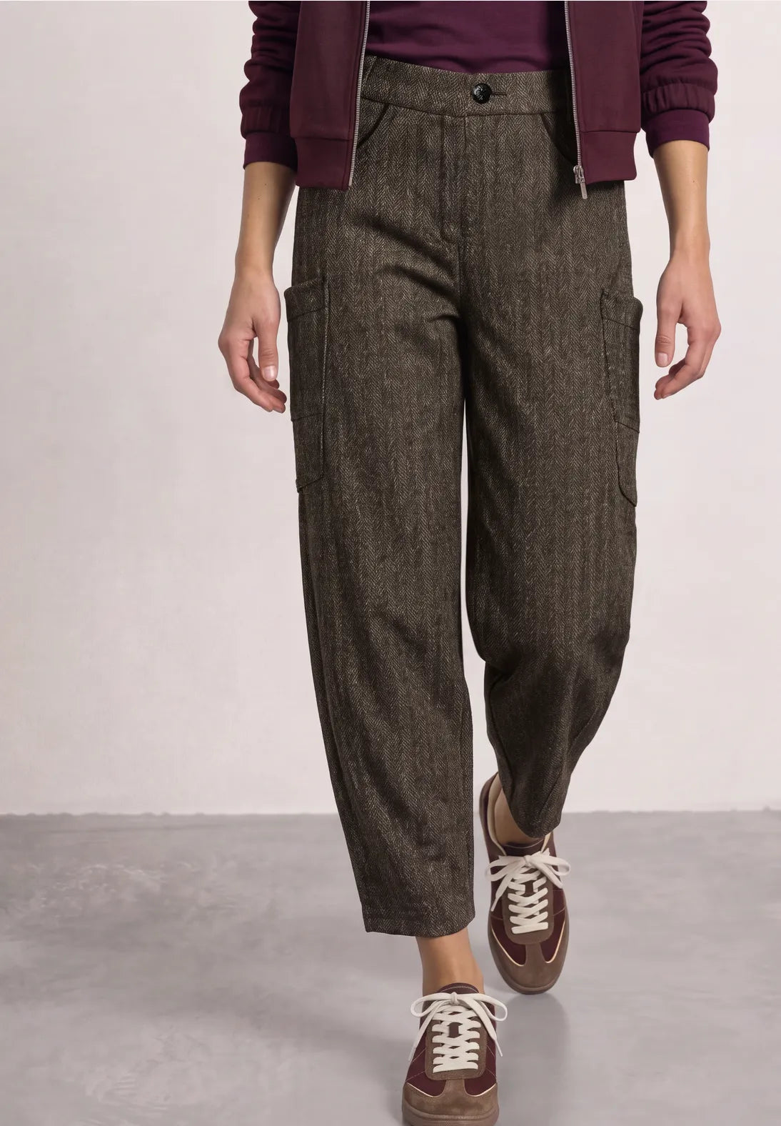 Street One Micro Check  Barrel Trouser