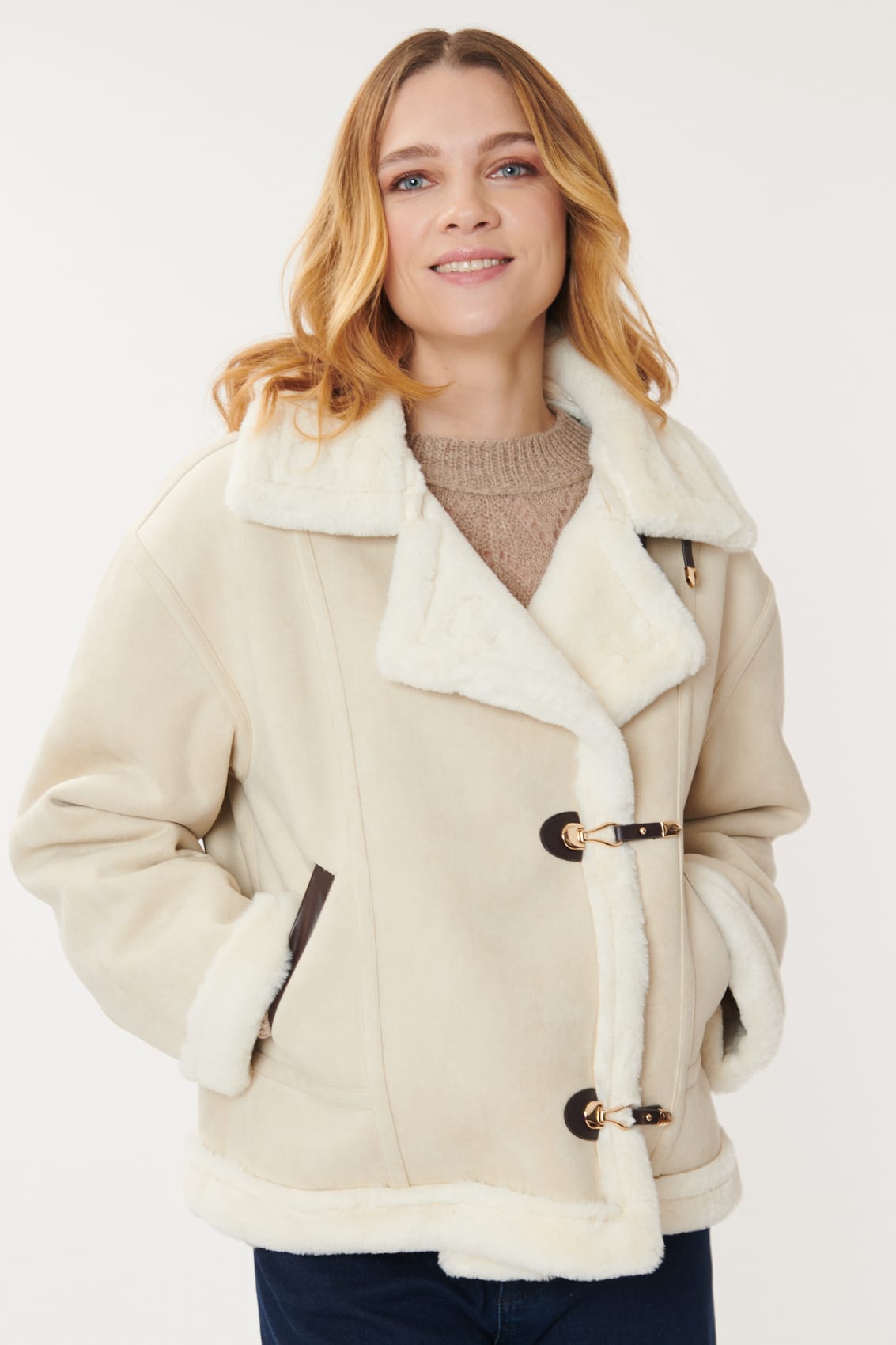 Derhy Faux Fur Duffle Coat