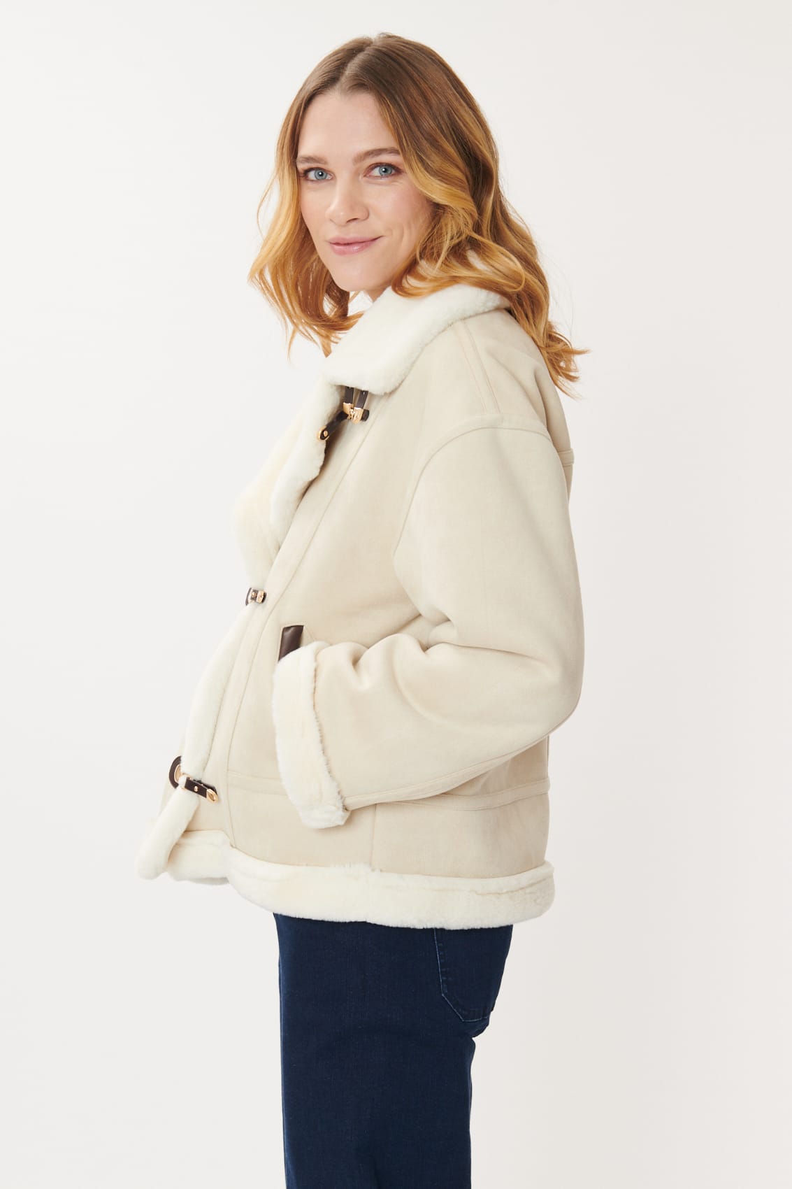 Derhy Faux Fur Duffle Coat