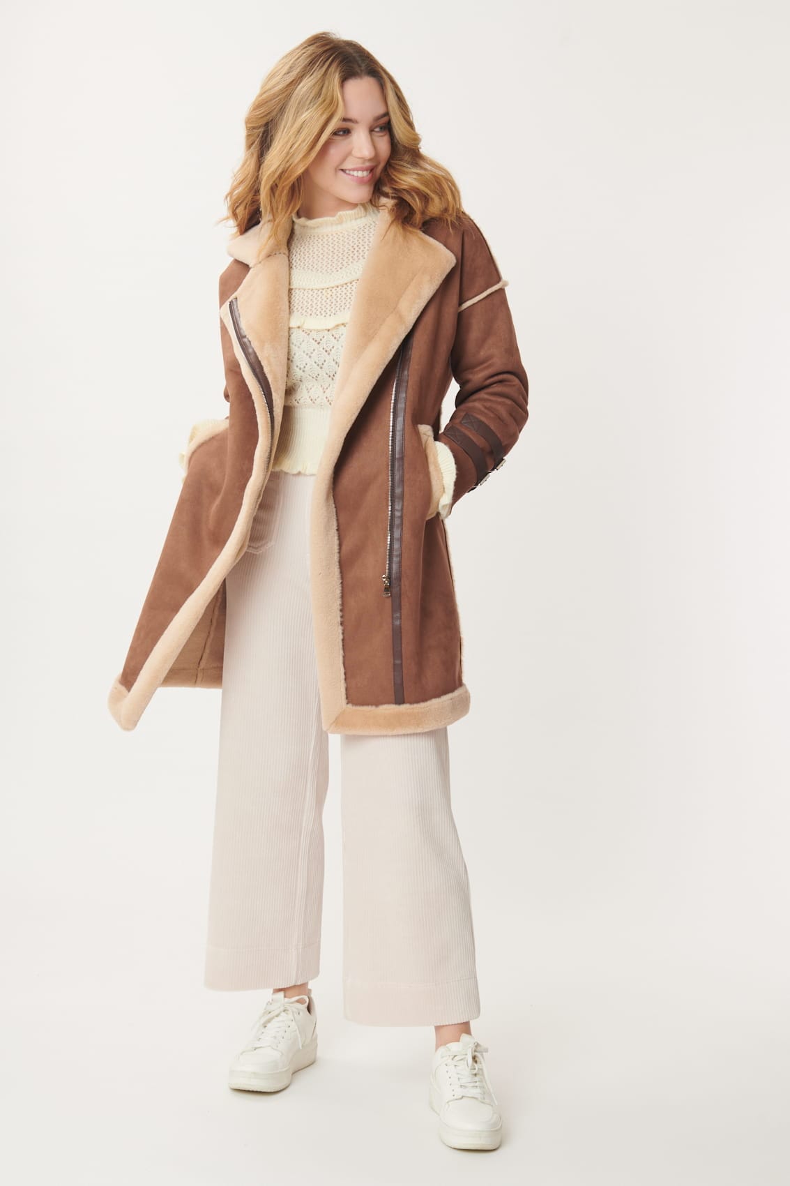 Tan on sale aviator coat