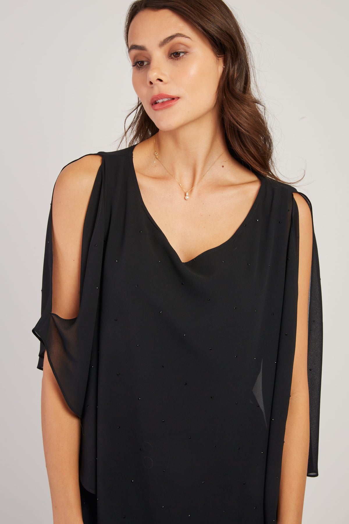 Derhy Oold Shoulder Sparkle Top