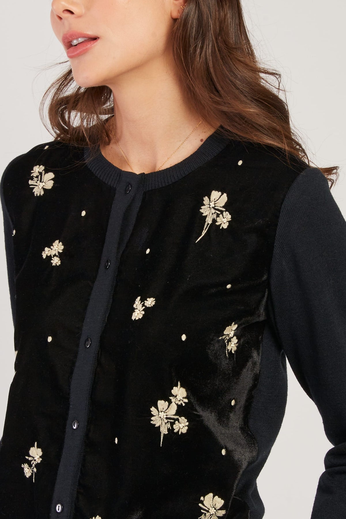 Derhy Floral Velvet Cardigan