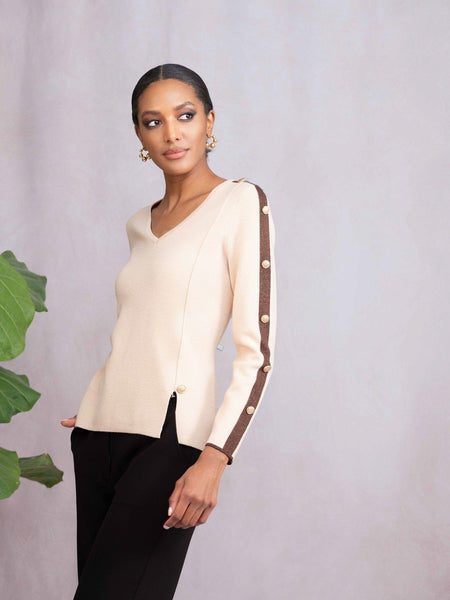Alison Sheri V-Neck Contrast Knit – Choice Boutique