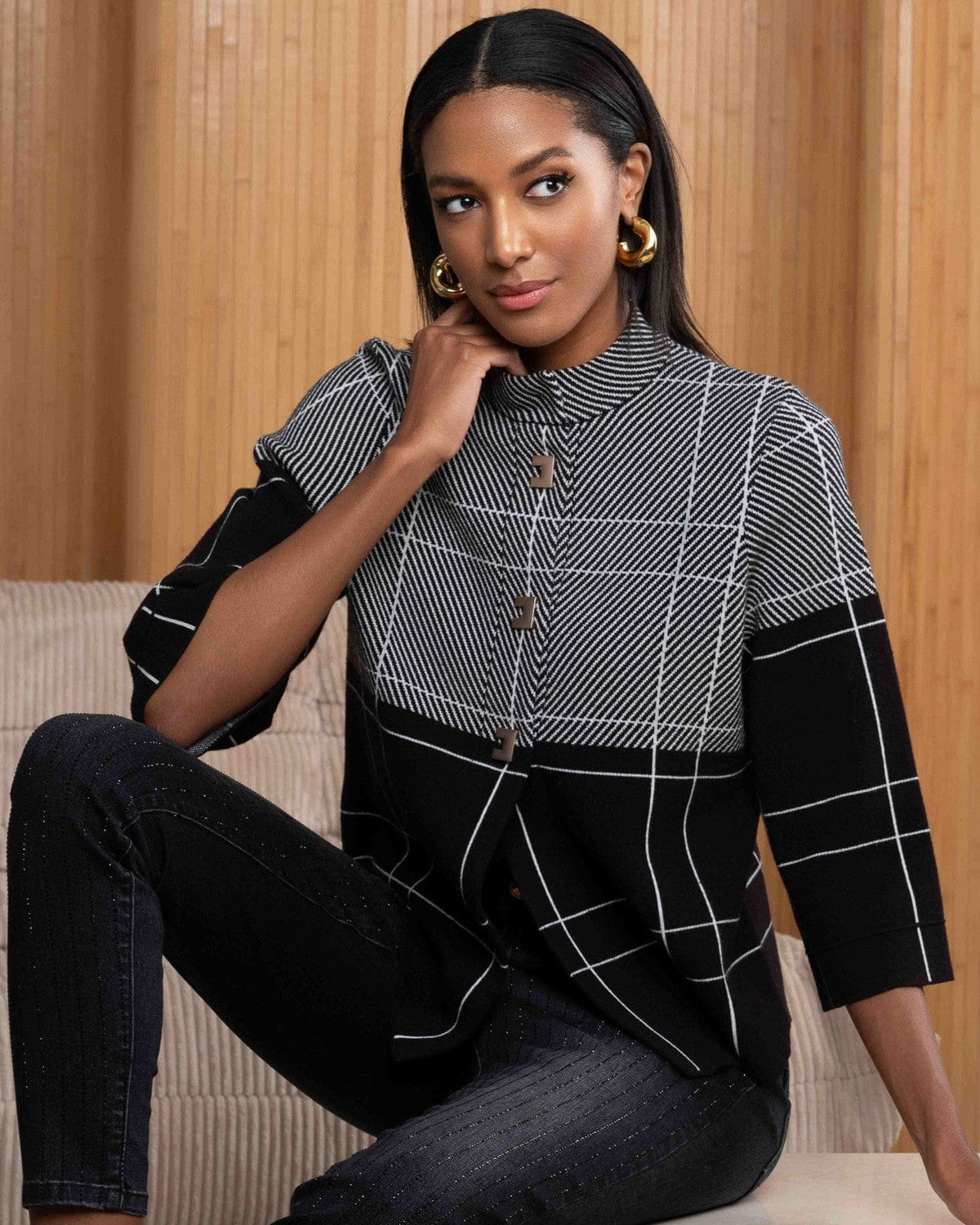 Alison Sheri Knit Jacket with Gold Buttons