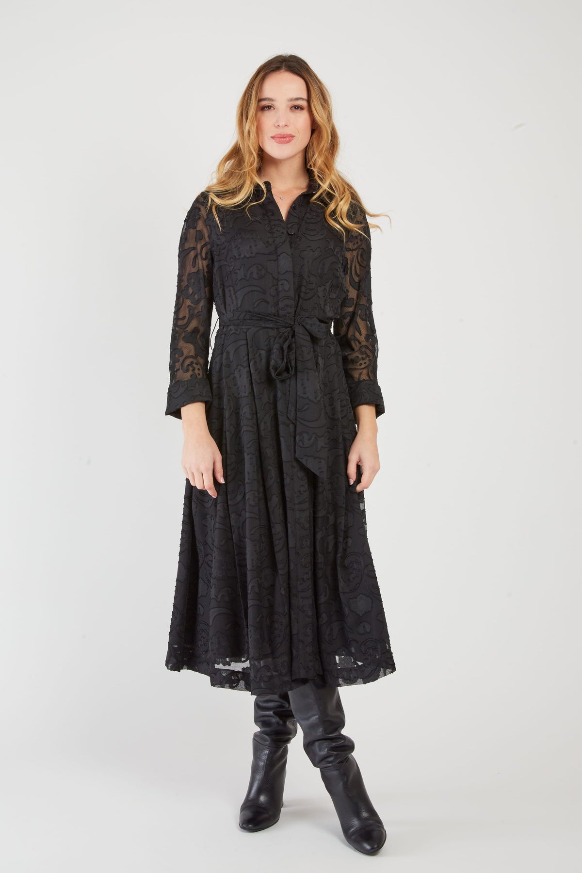 Derhy Floral Lace Shirt Dress
