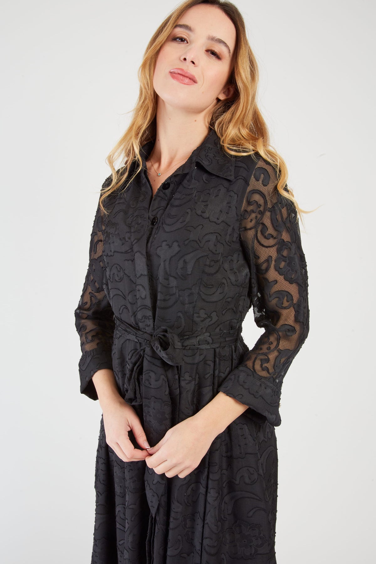 Derhy Floral Lace Shirt Dress