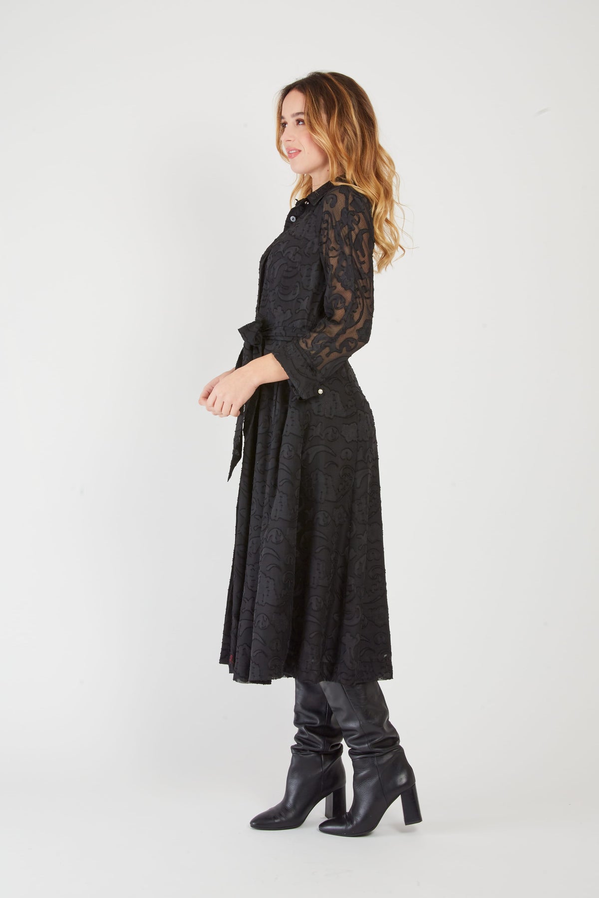 Derhy Floral Lace Shirt Dress