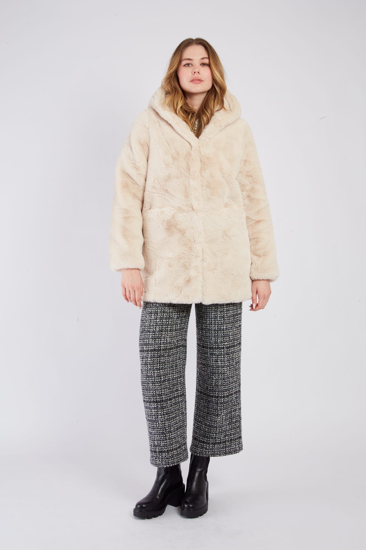 Derhy Faux Fur Pocket Coat