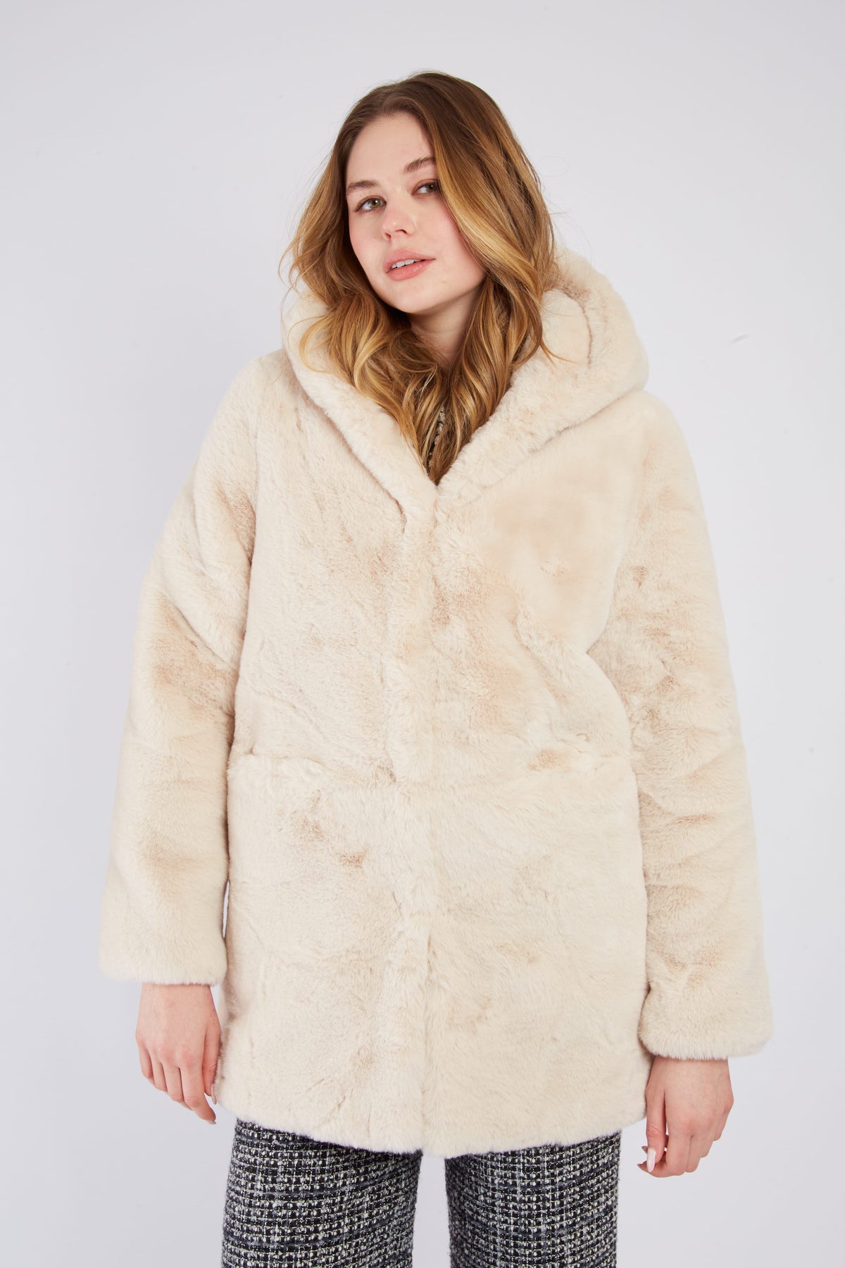 Derhy Faux Fur Pocket Coat