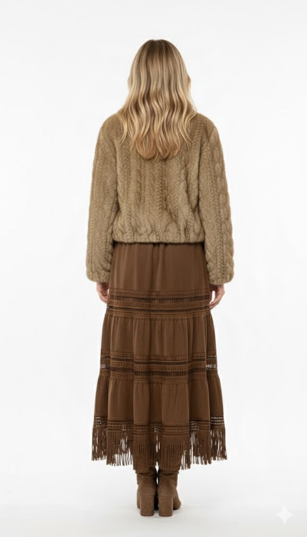 Derhy Faux Fur Cable Coat