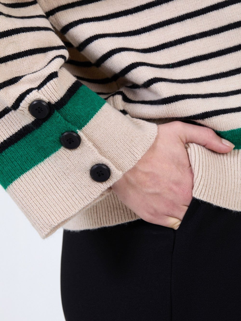 Skatie V-Neck Knit With Contrast Stripe