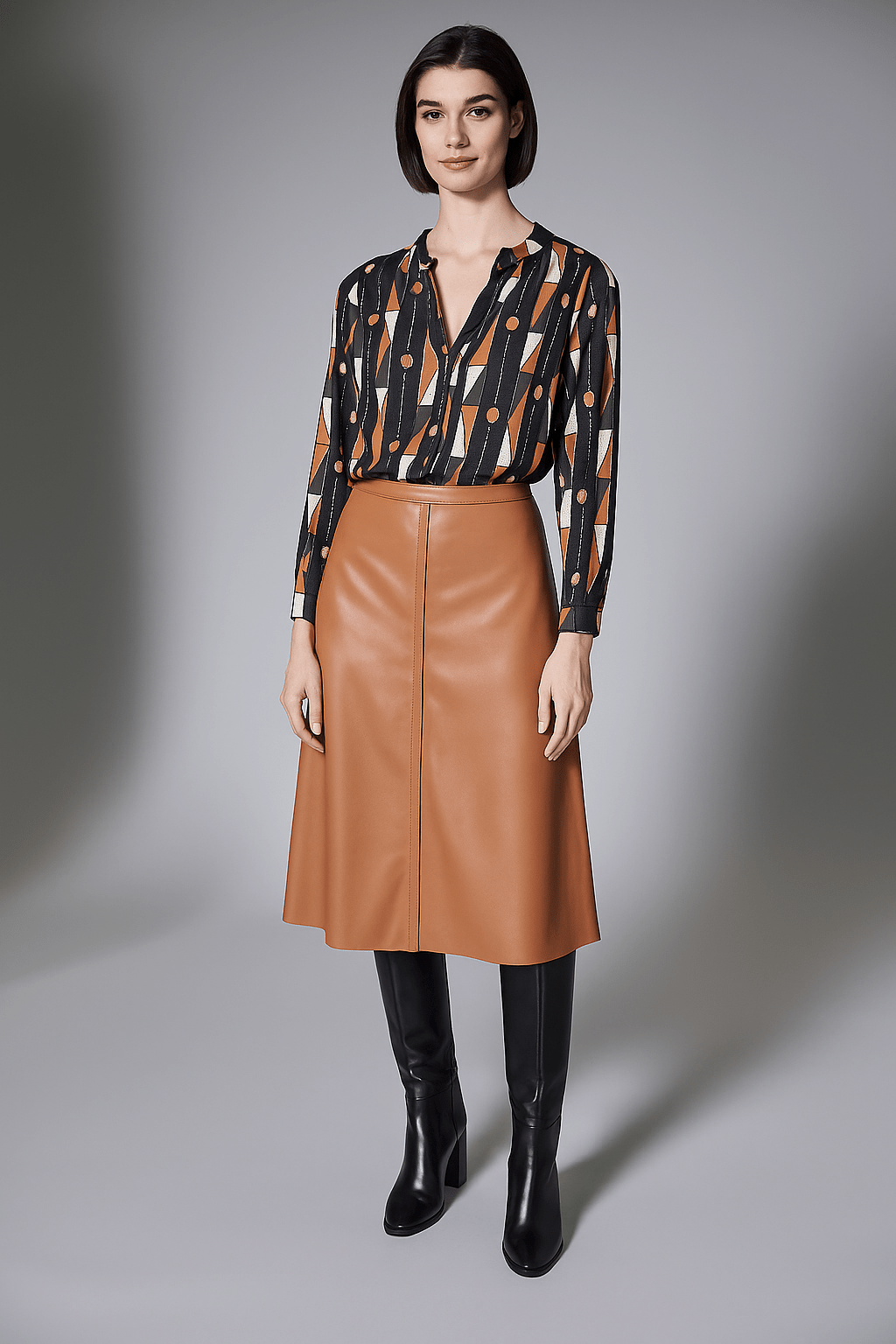 PERUZZI Pleather Front Skirt