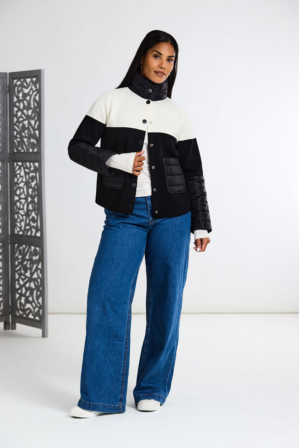 Peruzzi Two Tone Jacket With Quilted Pockets