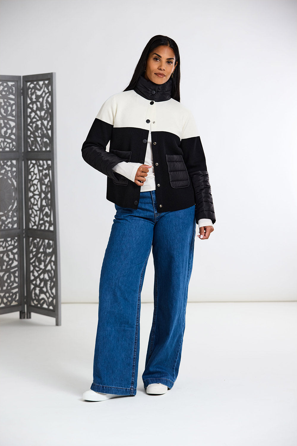 Peruzzi Two Tone Jacket With Quilted Pockets
