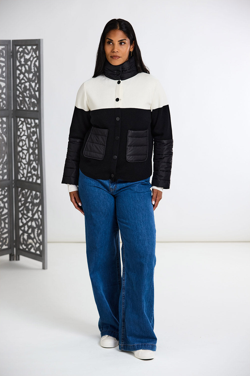 Peruzzi Two Tone Jacket With Quilted Pockets