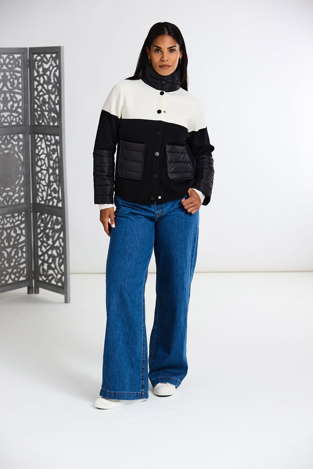 Peruzzi Two Tone Jacket With Quilted Pockets