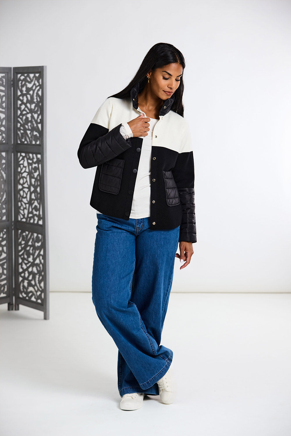 Peruzzi Two Tone Jacket With Quilted Pockets