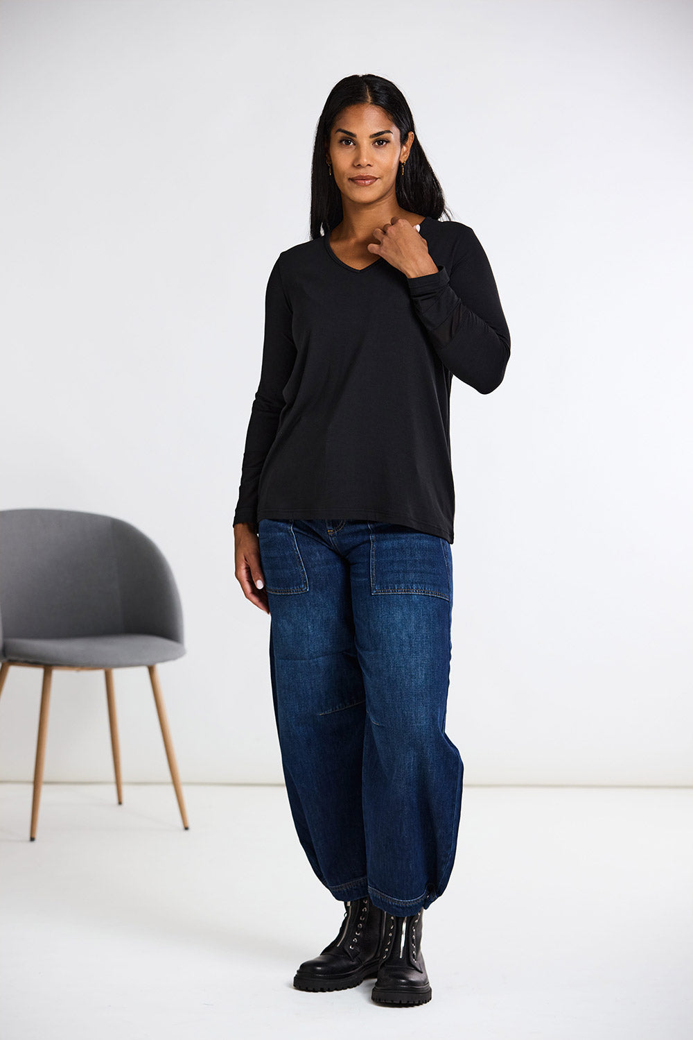 Peruzzi Banded Mesh Sleeve Top