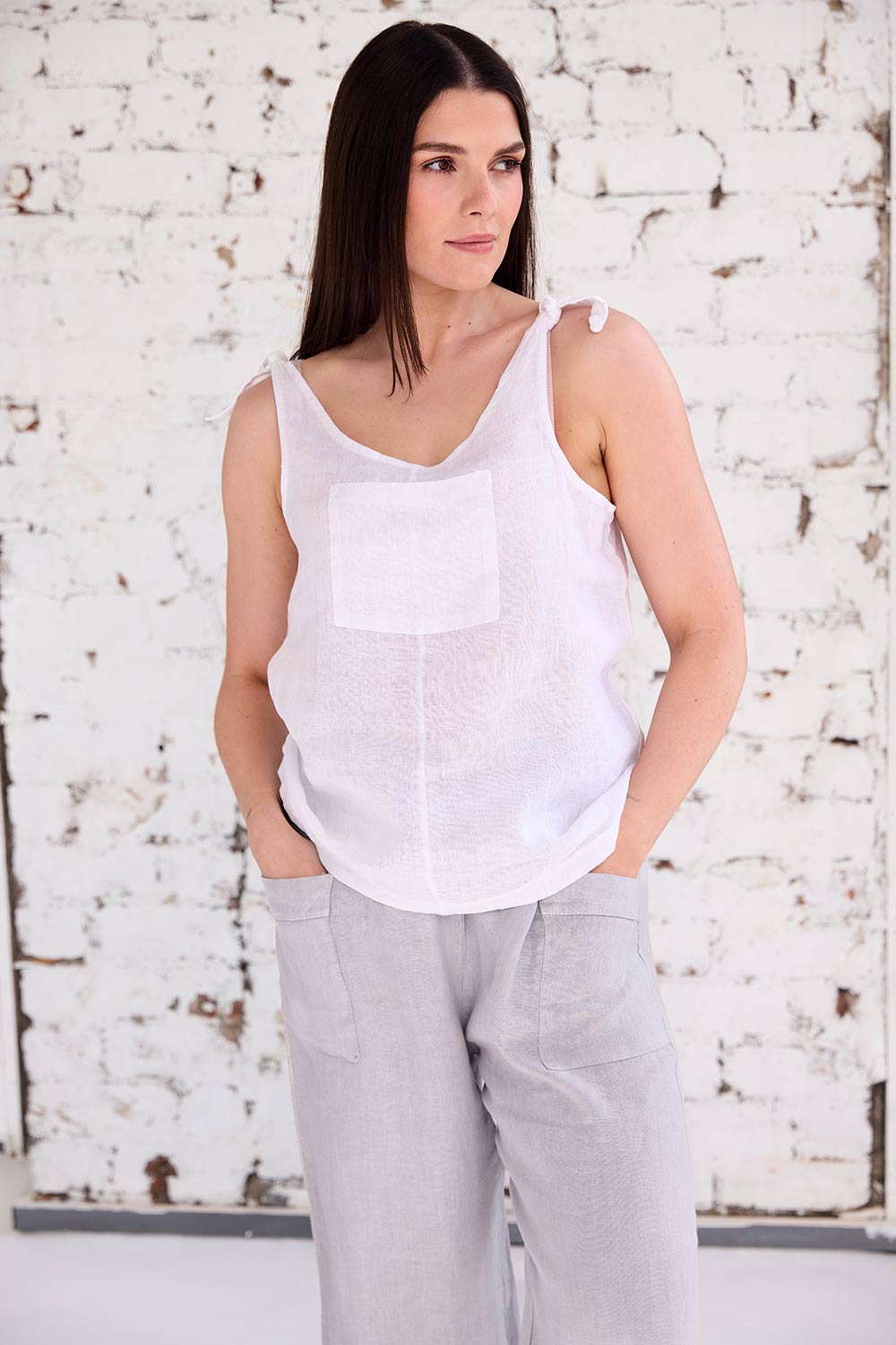 ART Tie Shoulder Pocket Top