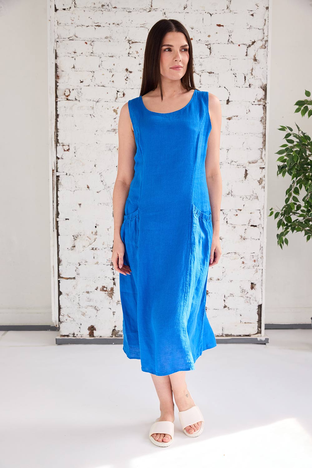 ART Ruched Pocket Sleeveless Dress