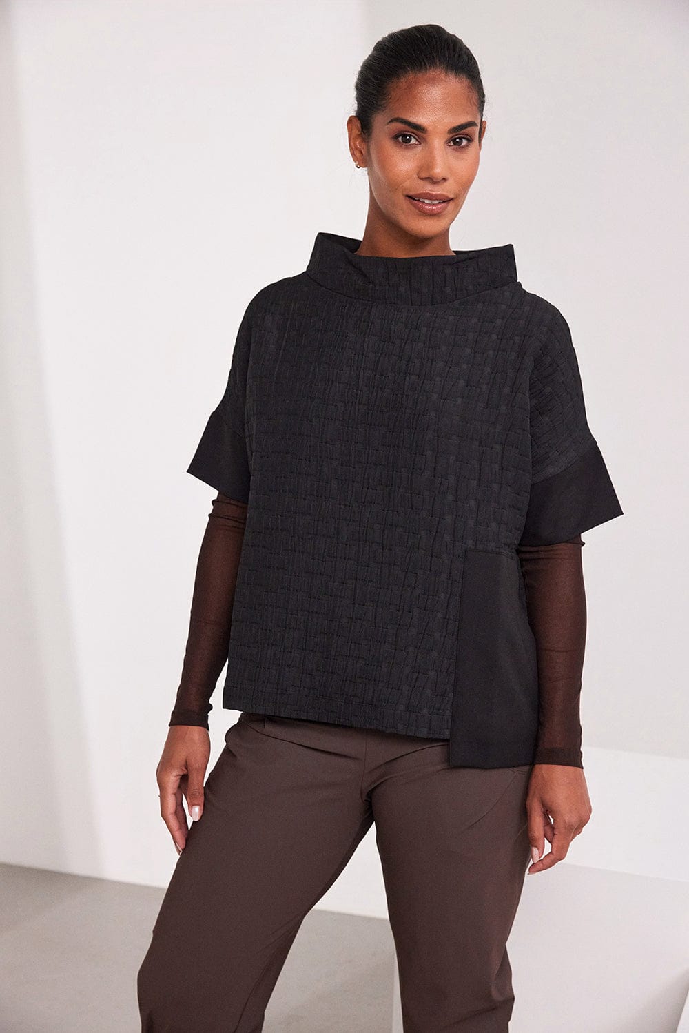NAYA Quilted Mixed Fabric Top