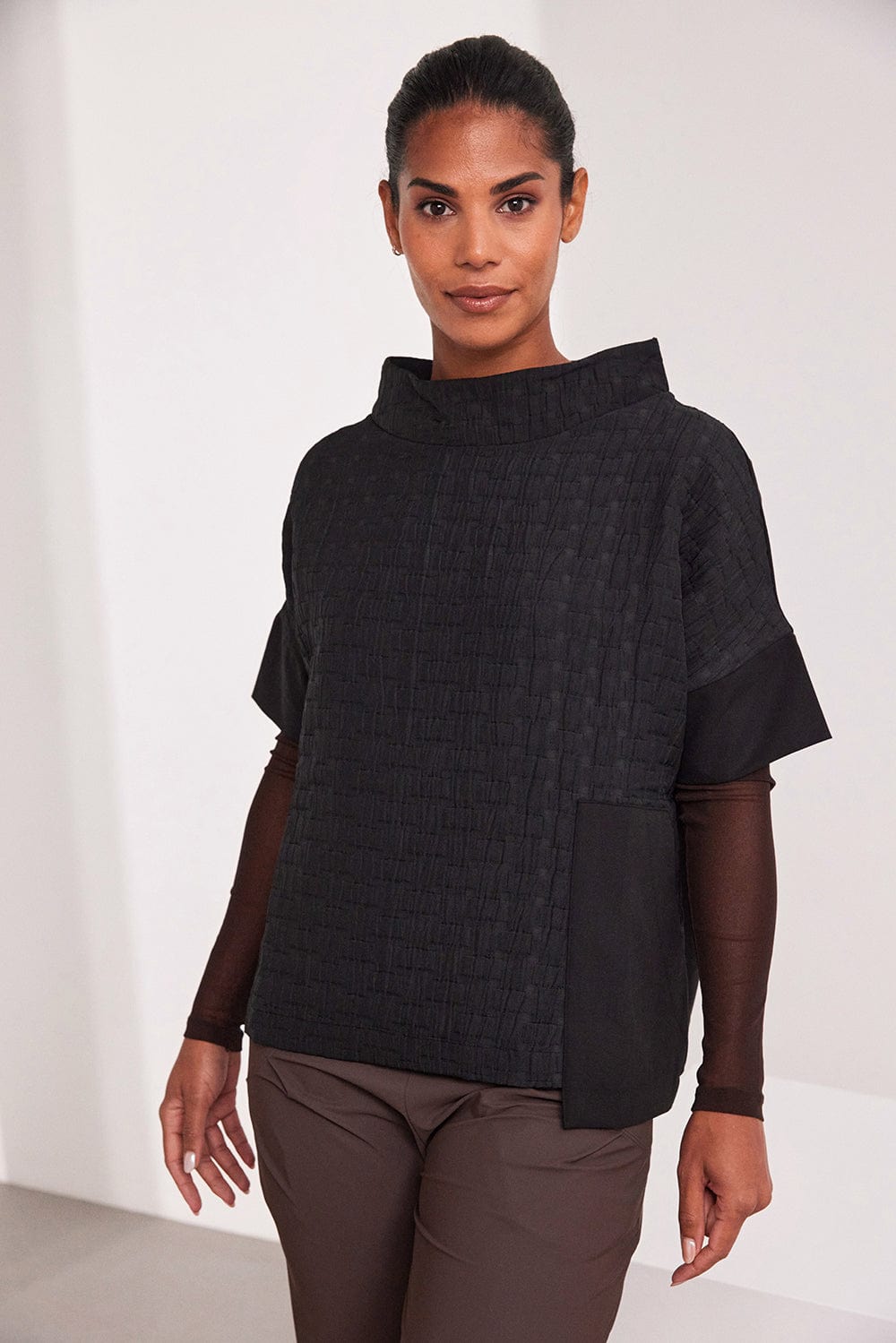 NAYA Quilted Mixed Fabric Top