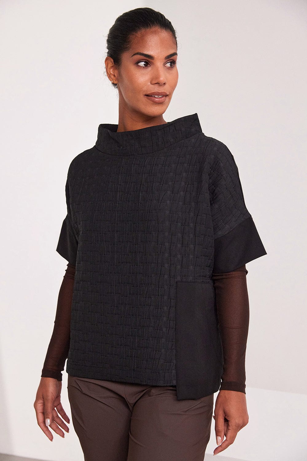 NAYA Quilted Mixed Fabric Top