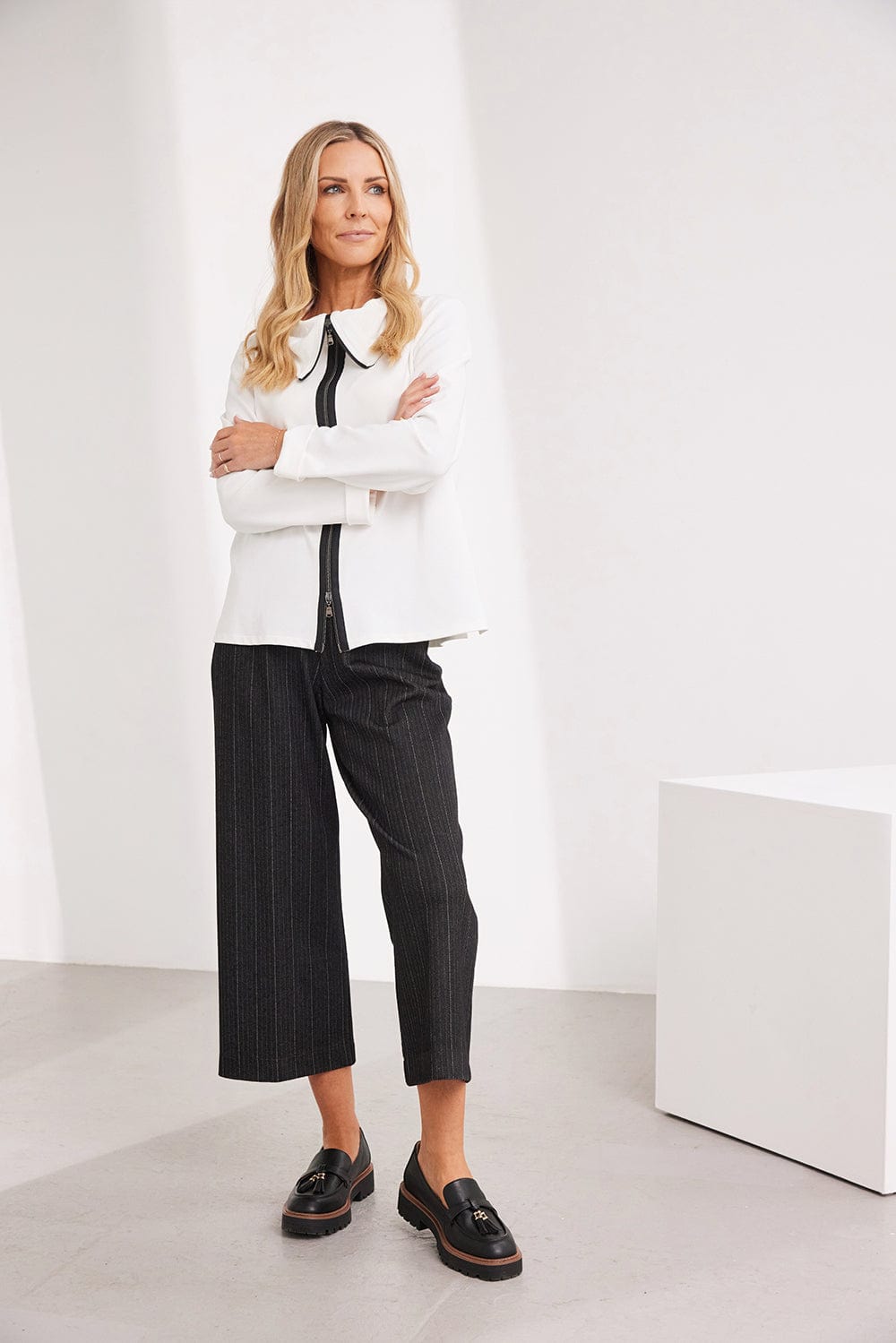 PERUZZI Zip Front Cowl Top