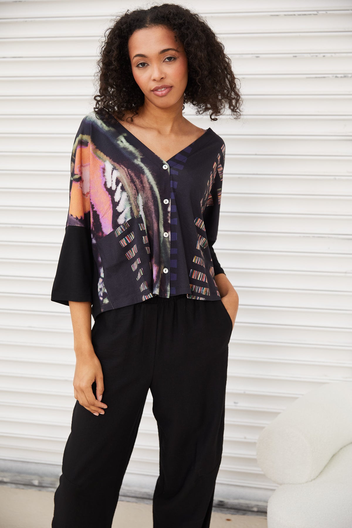 OZAI N KU Multi Floral Stripe Print Cardigan