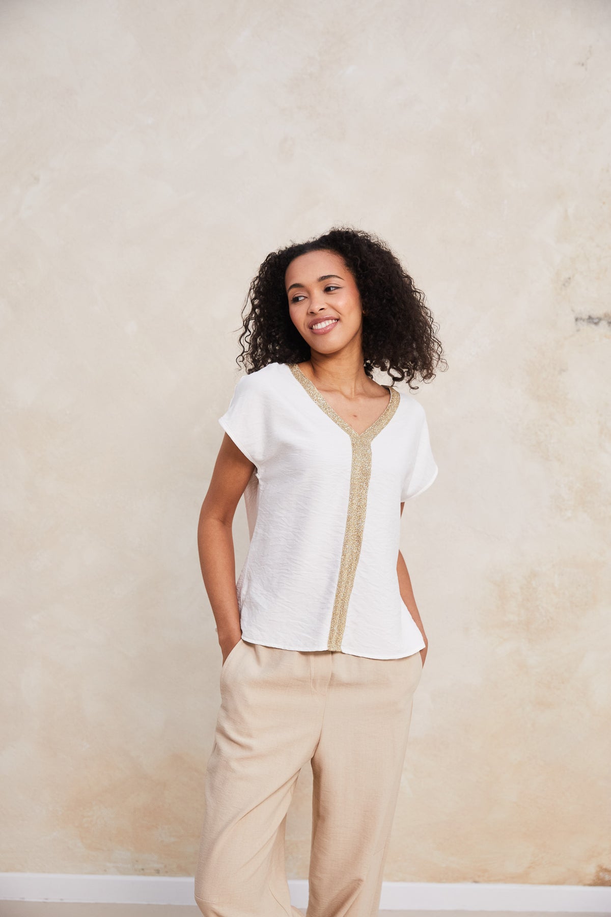 PERUZZI Metallic Trim Top