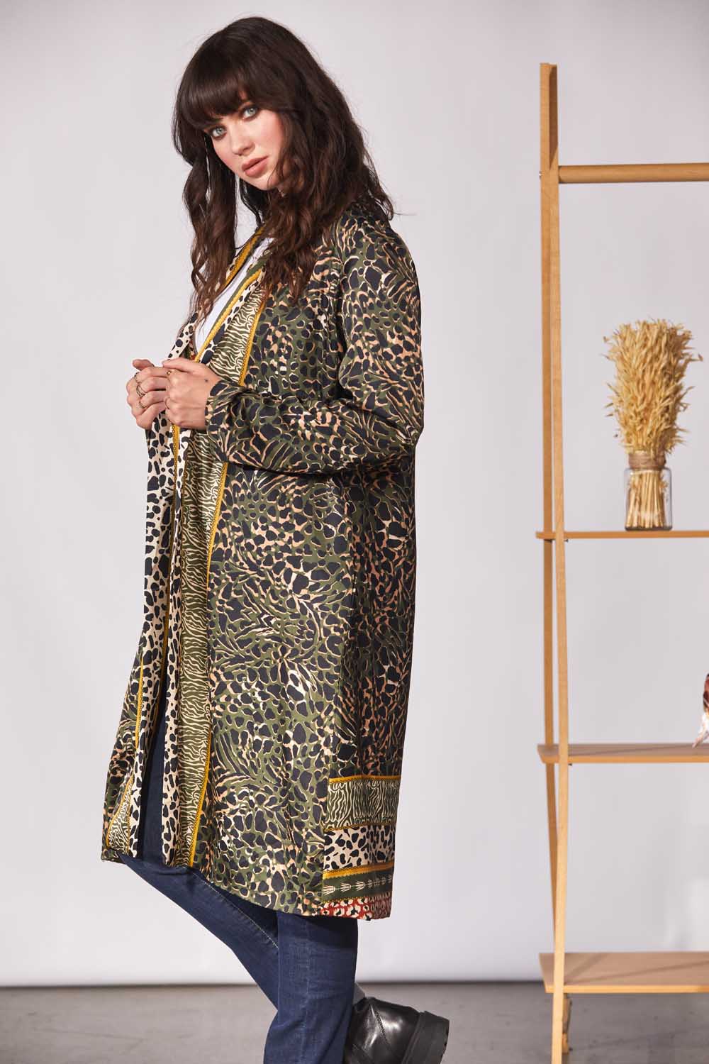 Abstract Leopard Print Kimono