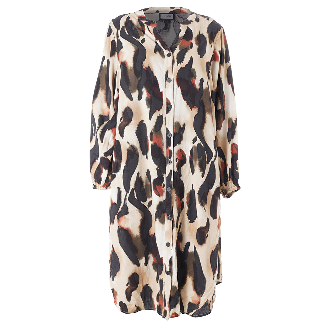 GOZZIP Animal Print Shirtdress