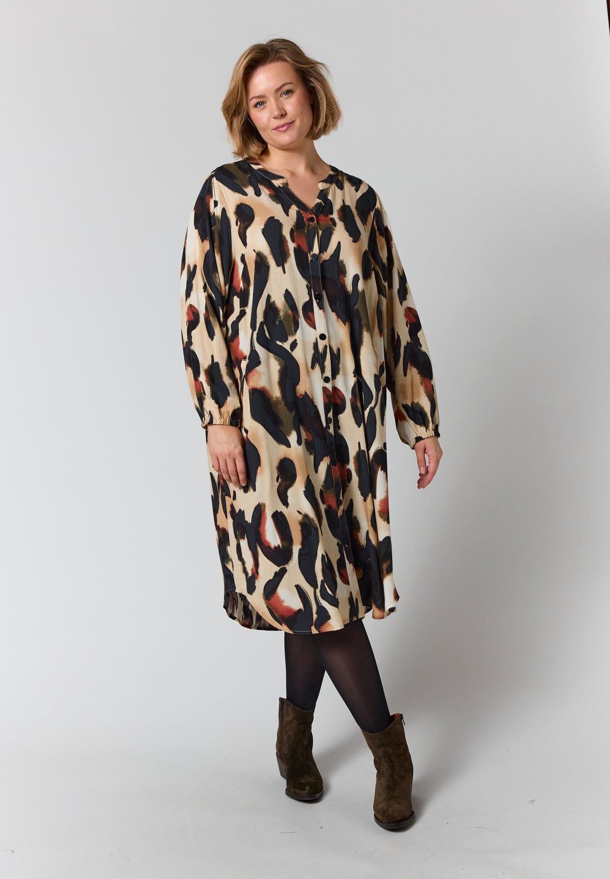 GOZZIP Animal Print Shirtdress