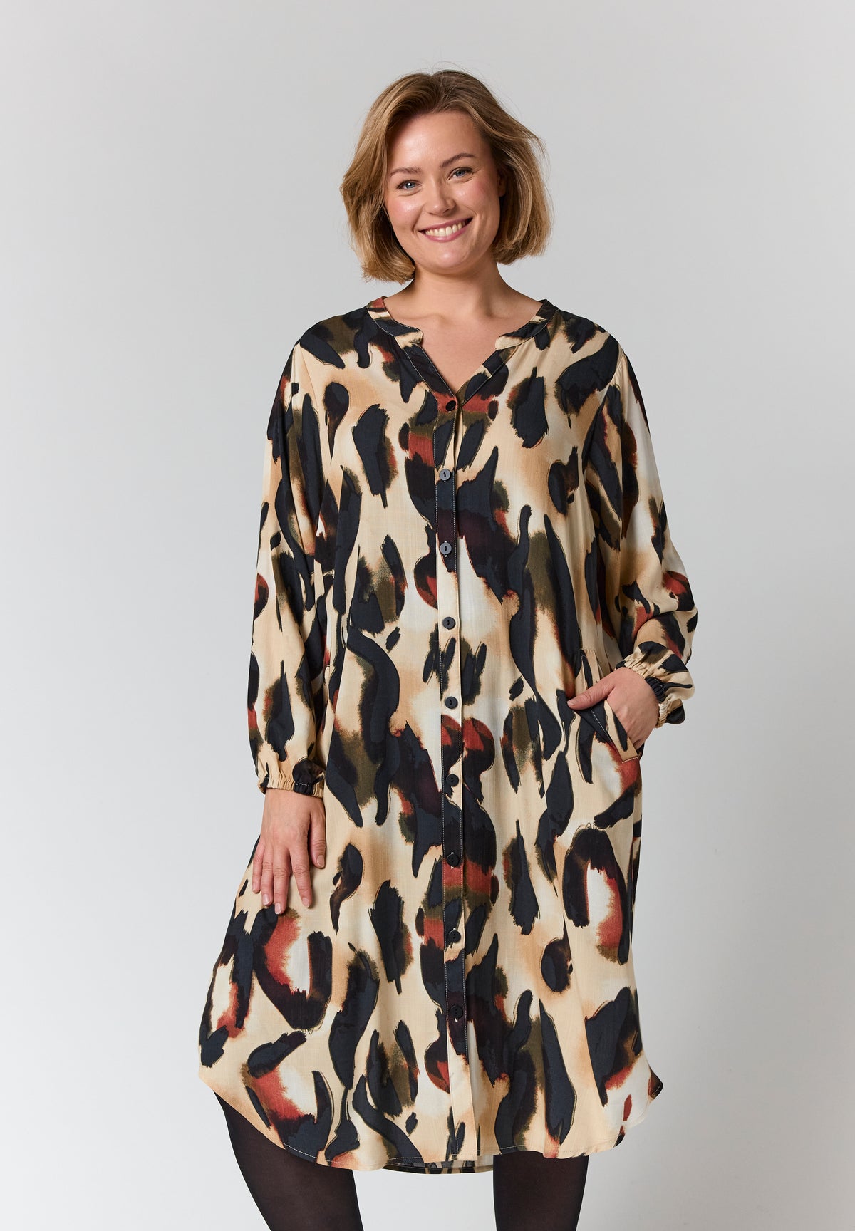 GOZZIP Animal Print Shirtdress