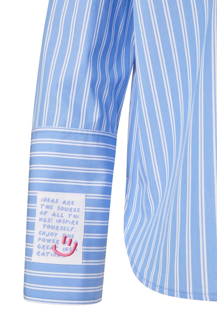 Le Comte Slogan Print Stripe Shirt