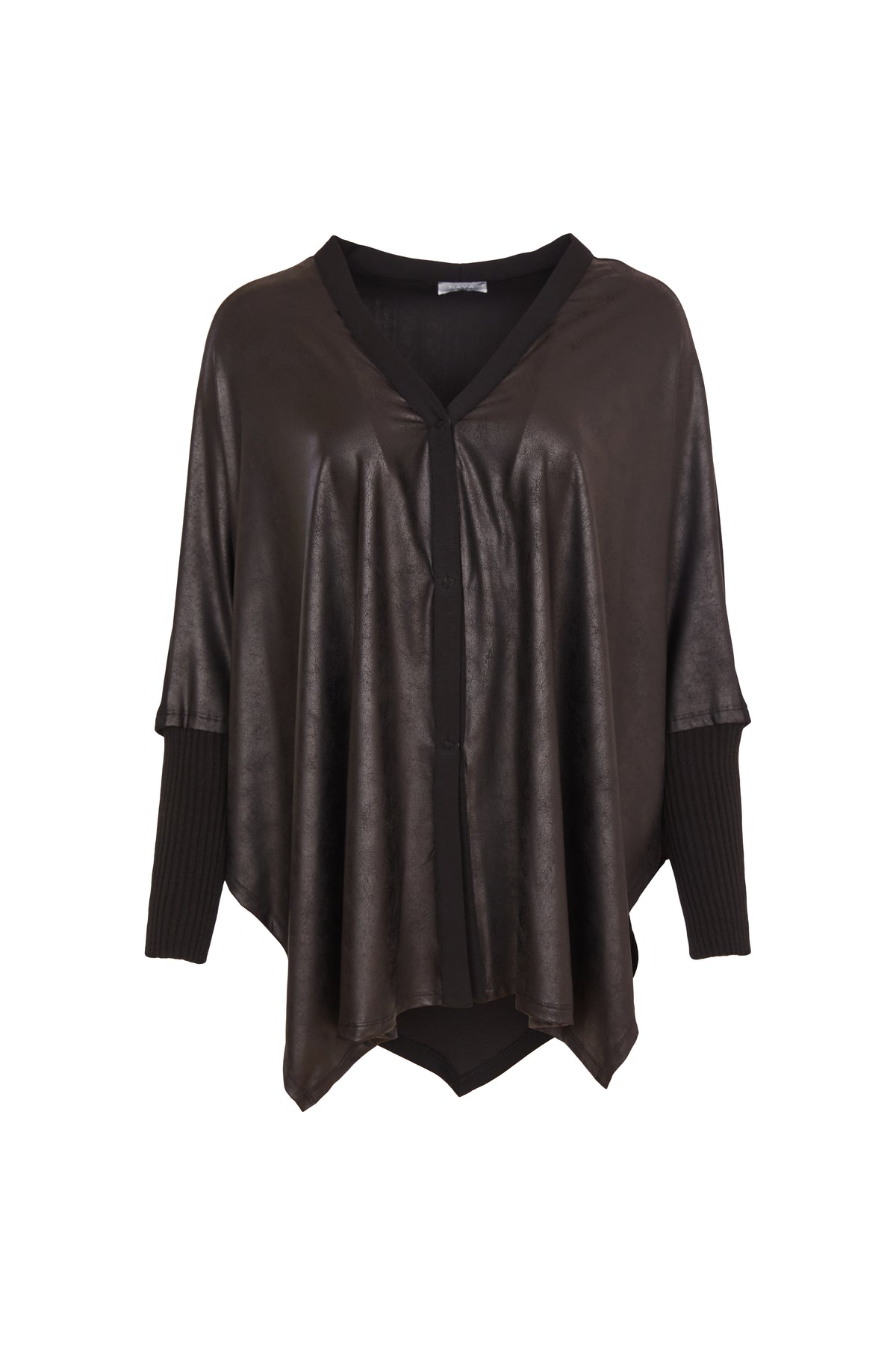 NAYA Pleather Cardigan with Knit Sleeve