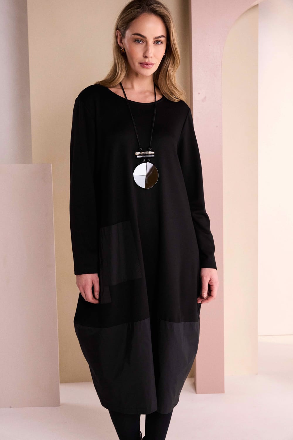 NAYA Patch Dress With Snood