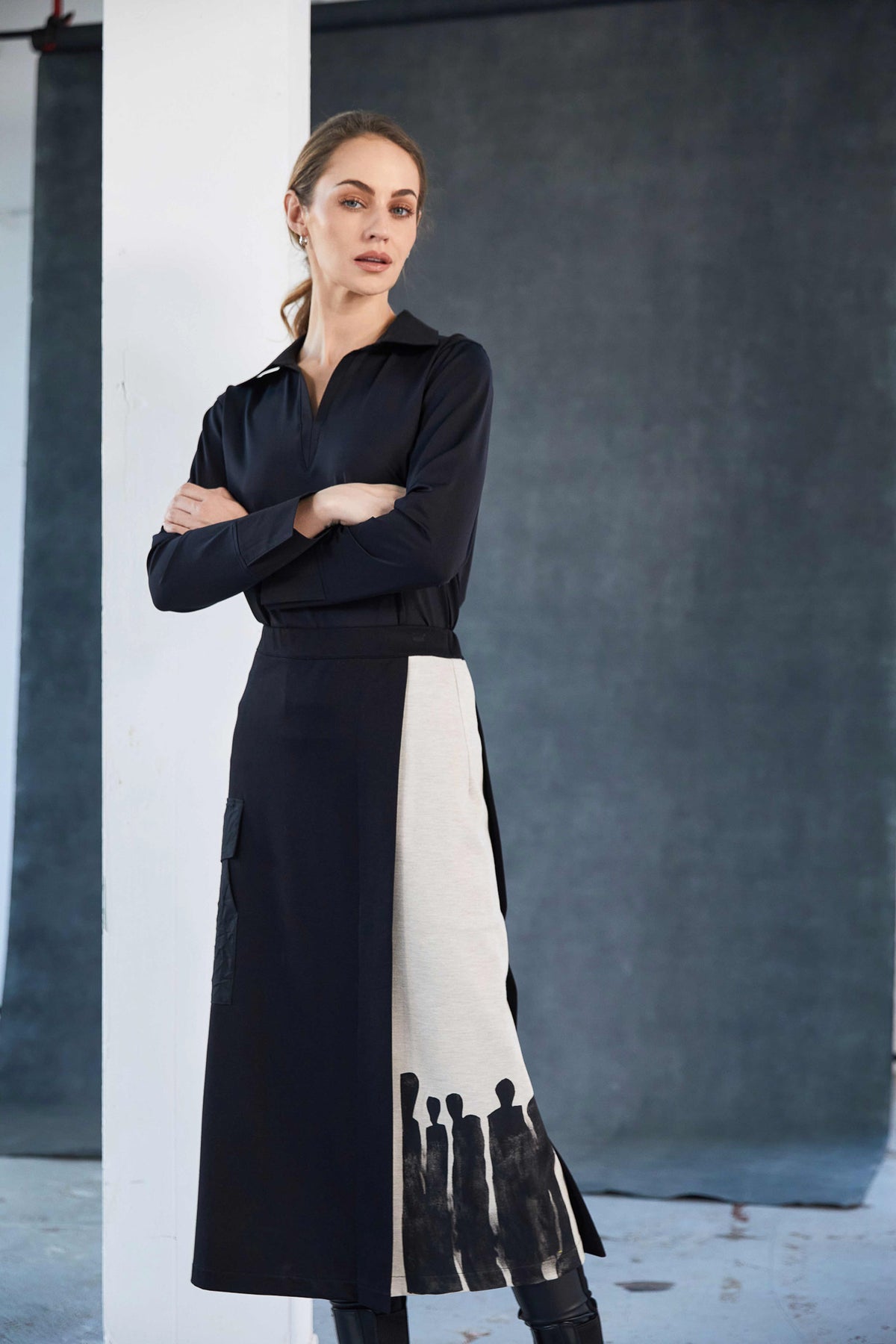 NAYA Stripe Panel Skirt