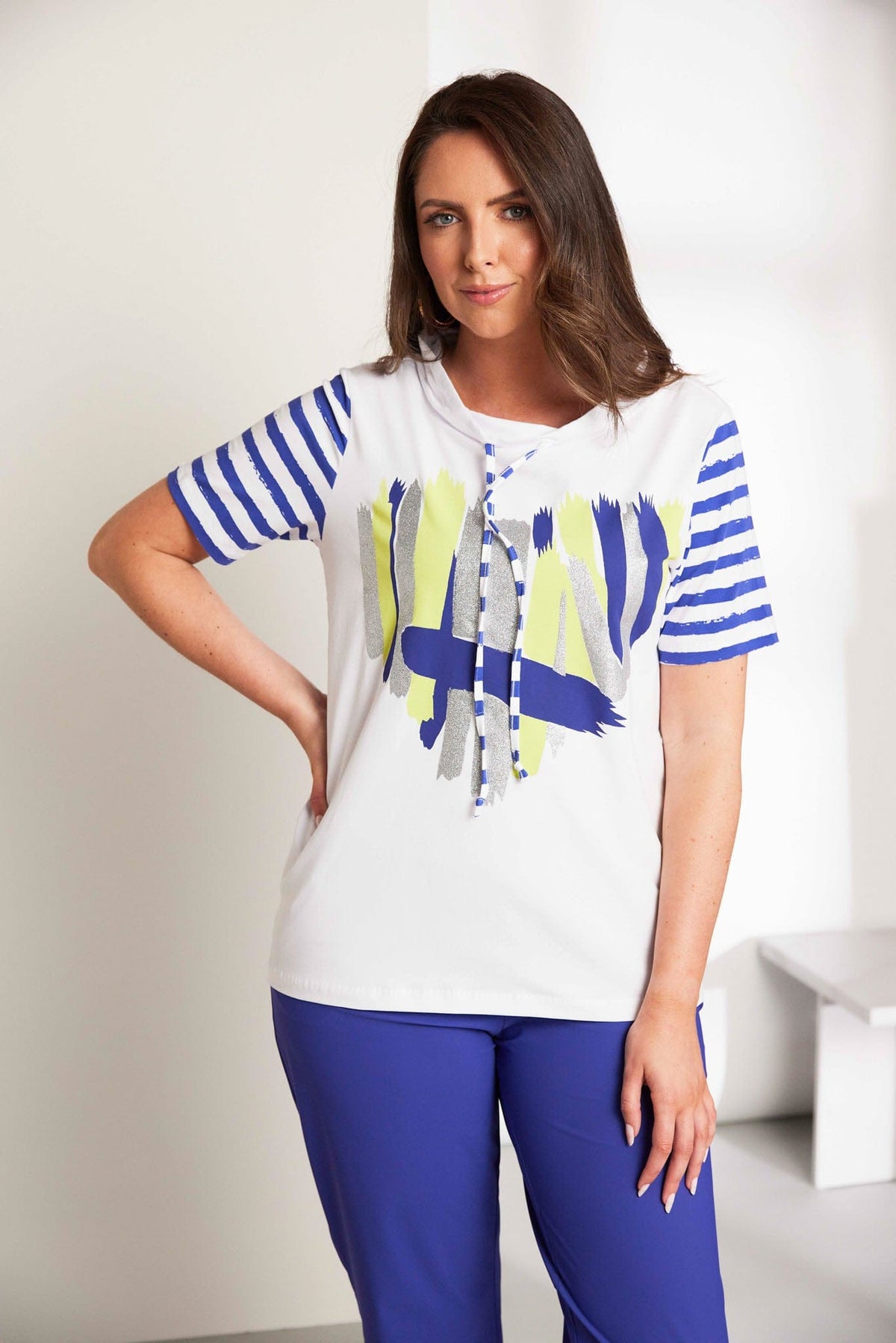 ORA Stripe Detail Top