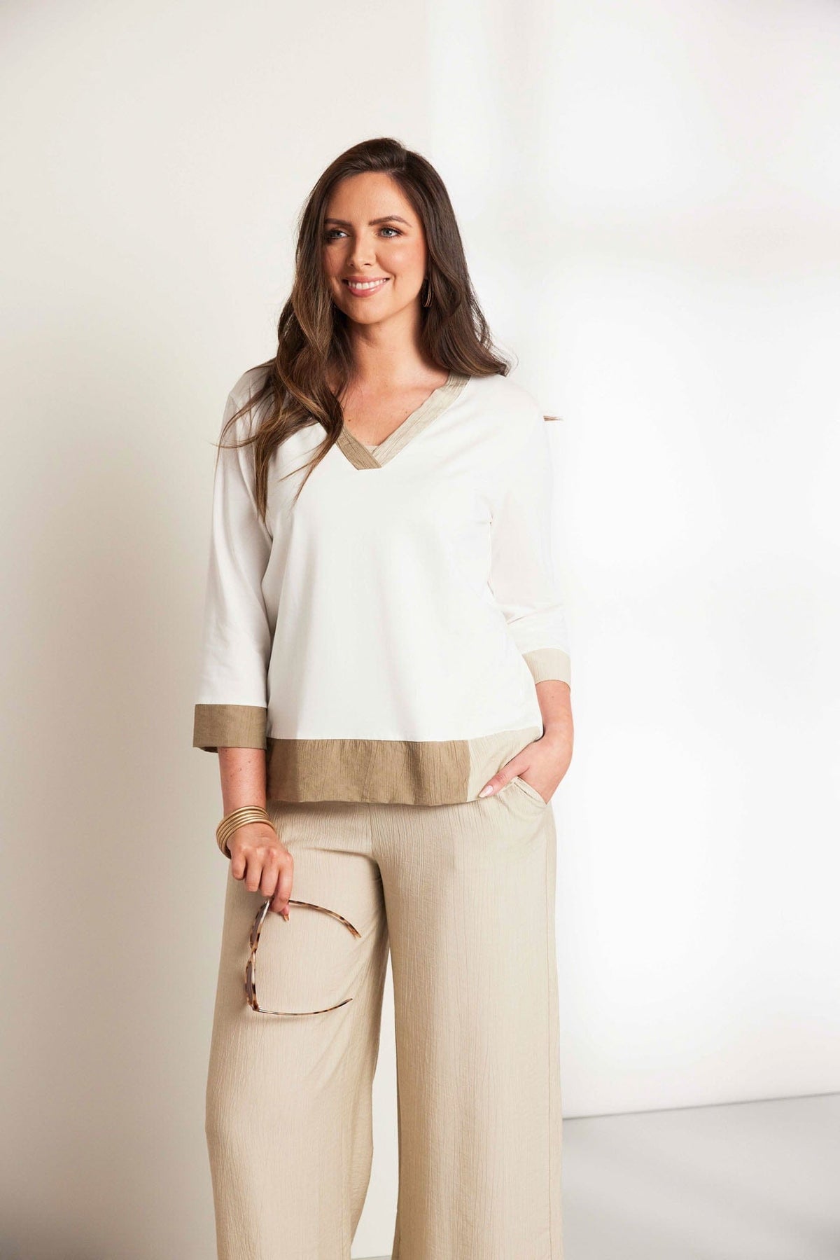 ORA Two-Tone Top