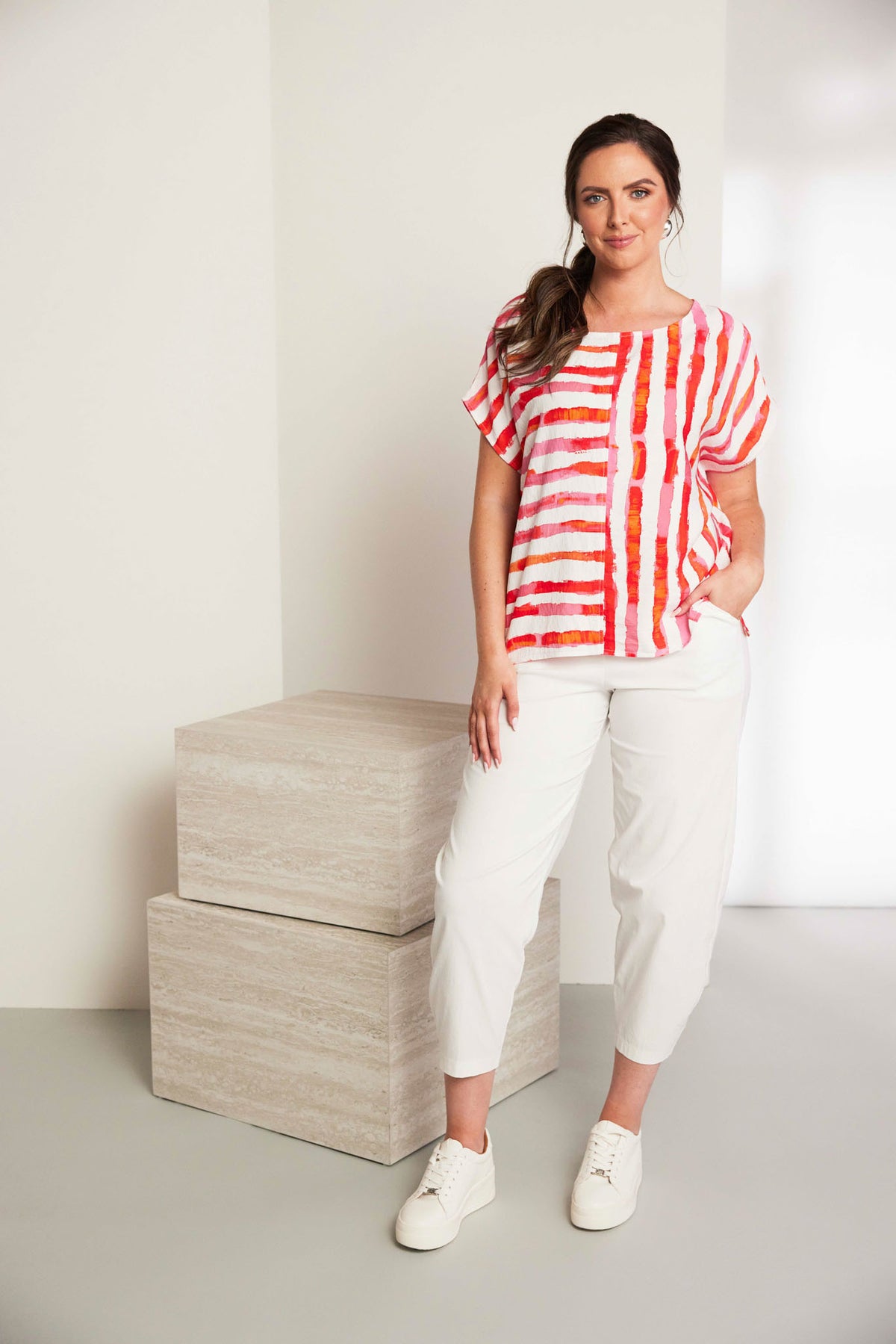ORA Contrast Stripe Top