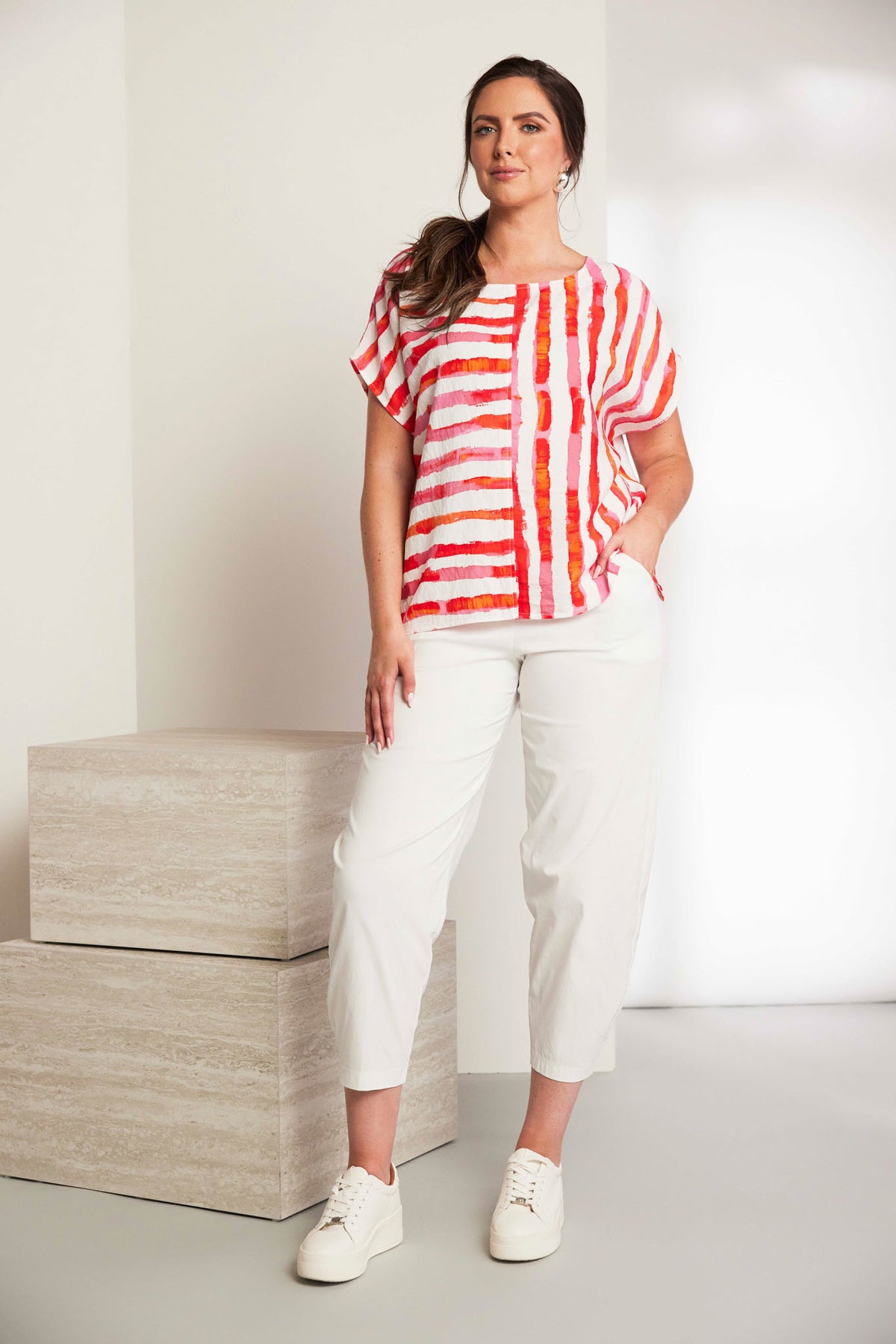 ORA Contrast Stripe Top